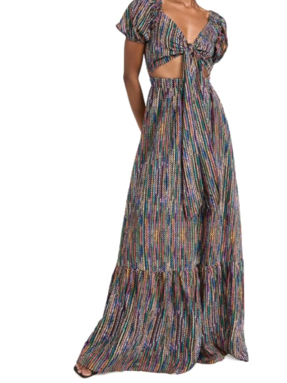 Ramy Brook Women's Black Megan Striped Maxi Dress